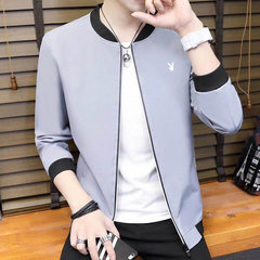 Playboy coat, men's Republic of Korea sports autumn 2017 new style spring and autumn thin youth trend handsome jacket men 3XL 666 gray