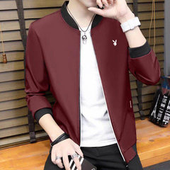 Playboy coat, men's Republic of Korea sports autumn 2017 new style spring and autumn thin youth trend handsome jacket men 3XL 666 wine red