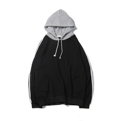 2017 autumn winter new Korean hooded head men's sportswear Institute wind small fresh coat loose sweater boy M black