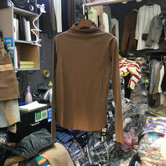 Yuanxi 8515-1 genuine 17 Yuan Xi autumn with long sleeved cashmere Turtleneck Shirt half ride female T-shirt F Deep khaki color
