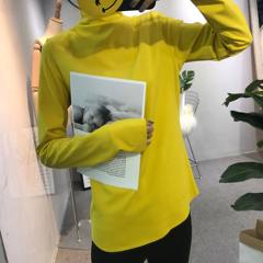 [59] take a high collar shirt made thick long sleeved lycra and female T-shirt jacket pile M (80-105 Jin) Lemon yellow
