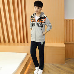 Teenagers with cashmere sweater male junior high school students in autumn and winter leisure sport suit suit coat two thick tide 175/88A JR303 gray