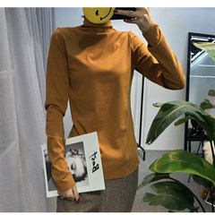 [59] take a high collar shirt made thick long sleeved lycra and female T-shirt jacket pile M (80-105 Jin) Ginger