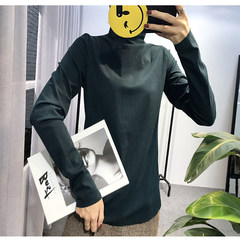 [59] take a high collar shirt made thick long sleeved lycra and female T-shirt jacket pile M (80-105 Jin) Ink green