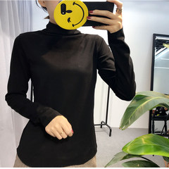 [59] take a high collar shirt made thick long sleeved lycra and female T-shirt jacket pile M (80-105 Jin) black