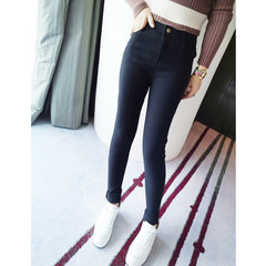 The doll family of 2017 autumn and winter new Korean fashion leisure trousers with Velvet Pants feet female tide K6681 XXL (thin and thick) black