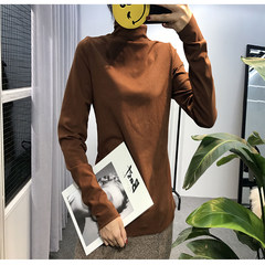 [59] take a high collar shirt made thick long sleeved lycra and female T-shirt jacket pile M (80-105 Jin) Caramel color