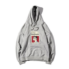 Aberdeen literary men in autumn and winter the new Korean stamp sweater hooded with cashmere coat thickening of the student movement of lovers S Head print grey