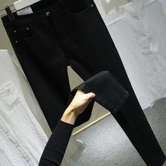 2017 new winter plus Velvet Pants feet high waist jeans female Han thin white pencil pants Legging Twenty-five black
