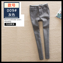 Special offer every day female high waisted denim trousers black stretch jeans nine pencil pants all-match Korean Students Twenty-five Smoke grey 009