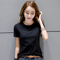 Female T-shirt short sleeved summer new Korean all-match tight shirt cotton T-shirt pure white half sleeve clothes 3XL black