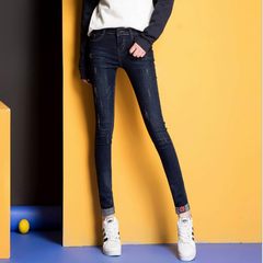 New ladies jeans, little feet pants, children's cotton, dark elastic 2017 casual pants Thirty M 1702 black