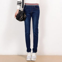 16 girls in autumn and winter, 18 junior high school, 12 high school students, 14 girls, 17 elastic waistband, 15 jeans, 13 pants Thirty-four 5095 dark blue trousers