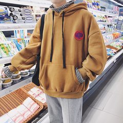 Men's Hooded Sweater autumn winter wind BF trend of Korean student couples sport coat loose clothing autumn M yellow
