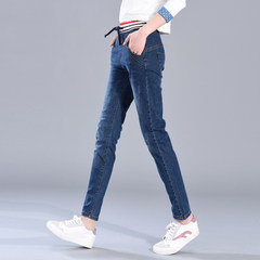 Spring and autumn new slim waist stretch jeans women slim pants pants Korean tide elastic waist pants Thirty Navy Blue