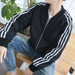 Baseball Jacket, spring and autumn season, leisure sports trend, self cultivation, handsome couple jacket, BF wind boy students M black