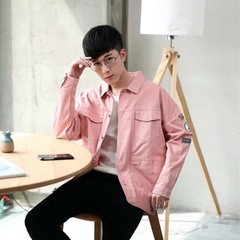 Fall jacket, baseball and wear for men and women, Korean fashion, men's coats, teenage students, s tops S Post letter pink