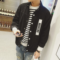 Fall jacket, baseball and wear for men and women, Korean fashion, men's coats, teenage students, s tops S Luo black