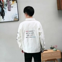 Fall jacket, baseball and wear for men and women, Korean fashion, men's coats, teenage students, s tops S Post letter white