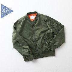 Autumn winter brand MA-1 pilots jacket, men's air force Korean baseball dress, self-cultivation thick cotton jacket 3XL Thin section - Army Green
