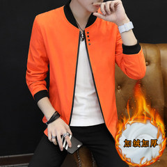 2017 men's fleece jacket, winter and winter thick, youth Winter style Korean version, jacket jacket, baseball suit and cashmere man 3XL Four button add - down tangerine