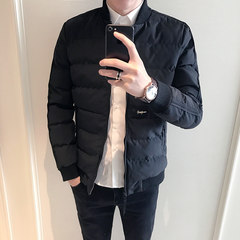 Winter jacket collar cotton male male thickening trend of baseball short young man slim padded jacket. 3XL 9006 black