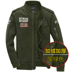 Men's autumn and winter new thin coat men's jacket, Korean youth denim 2017 men's wear cashmere thickening coat 3XL Army green