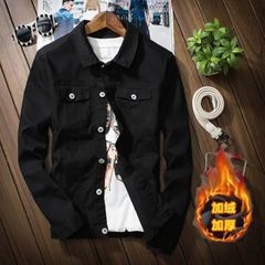 Social spiritual guy Jacket - Reds same jacket men summer thin cowboy gown with the tide S Black jeans coat thickening