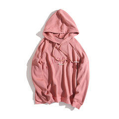 Fall loose Sweater Hoodie men letter embroidery BF wind oversize couple ulzzang coat M Pink