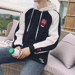 The winter with cashmere sweater Mens hooded long sleeved turtleneck loose trend of Korean students ulzzang lovers coat 3XL black
