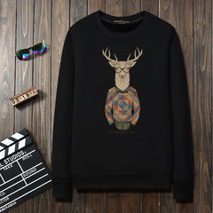 The new cashmere sweater with male autumn and winter long sleeved t-shirt t-shirt size set loose thick head of leisure sports Any 2 pieces, 89 yuan Mr. Deer Black