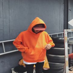 Autumn wind ulzzang chic Harajuku hooded sweater with retro loose cashmere men jacket S Orange