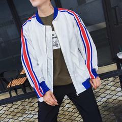 Trend of Korean college baseball uniform wind loose 2017 male Japanese original spring and autumn night wind BF students all-match coat M The red and blue white jacket