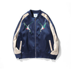 Yokosuka tide brand two-sided wear embroidered BF baseball uniform MA1 thin men and women couples dress pilot jacket 3XL 1102# blue