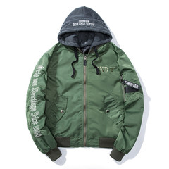Men's jacket, autumn and winter, new edition of Korean Trend embroidery, youth cotton padded jacket, Baseball Jacket, pilot jacket 3XL Green hat