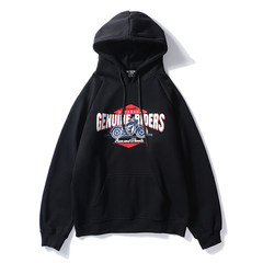 Autumn and winter oversize chic male hooded sweater cashmere ulzzang brand in Europe and the street with a couple of coat 3XL black