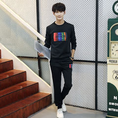 The spring and autumn 13 teenagers 14 long sleeved T-shirt casual suit 15 16 year old boy of 17 junior middle school students sweater 3XL 818 black (with NAP)