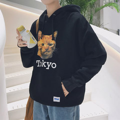 In the autumn of 2017 new sweater boy all-match Korean loose BF wind plus cashmere thickened Hooded Winter trend M black