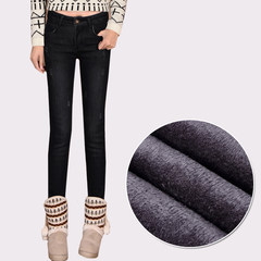 Add thick winter new female trousers jeans cashmere slim pencil pants with black feet warm cashmere female trousers 28 yards (waist circumference 2 feet 1) Black 6666 with velvet