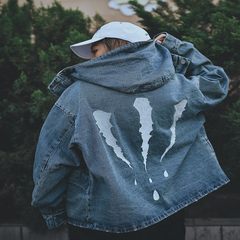 The official genuine SuaMoment SUA two claw scratch denim jacket and winter thick loose S blue