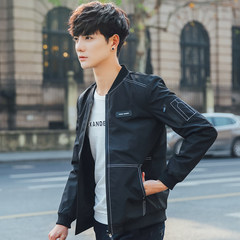 Men's coat, spring and autumn, 2017 new version of Korean trend, handsome Baseball Jacket, autumn thin student jacket 3XL 03 black (smaller size)