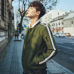 Men's coat, spring and autumn, 2017 new version of Korean trend, handsome Baseball Jacket, autumn thin student jacket 3XL 01 green (smaller size)