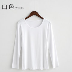 2017 new spring coat slim size solid grounding Crewneck T-shirt shirt sleeve modal female tide L [125] pounds in size White -18 accessory