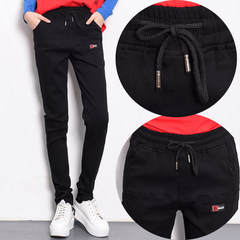 Every day special offer extended edition black jeans trousers elastic waist high waist pants female Haren and Velvet Pants feet thick Thirty Black trousers