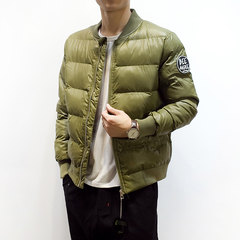 Winter jacket American baseball uniform thickening of Japanese warm cotton padded male Korean short down jacket tide 3XL green