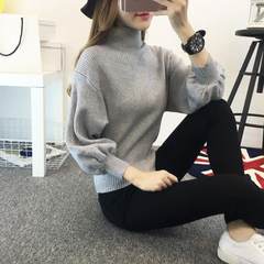 Korean students in autumn and winter long straps skirt ulzzang two sets of loose college wind Knitted Sweater Girl 3XL Gray sweater (quality Edition)