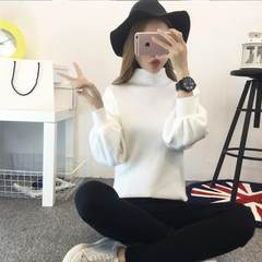 Korean students in autumn and winter long straps skirt ulzzang two sets of loose college wind Knitted Sweater Girl 3XL White sweater (quality Edition)