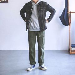 Japanese style retro brand, autumn self-cultivation color denim jacket, washed denim jacket, former wind lovers jacket men M Retro Black