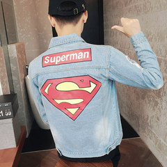 2017 spring and autumn new denim jacket mens jacket casual coat Metrosexual clothes on the Korean cultivating students 3XL Light blue
