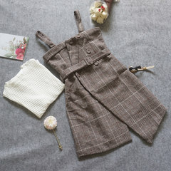 Every day special, autumn and winter new Korean version of suspenders, plaid hair straps, straps, two sets of dresses, suits, skirts, women S Khaki